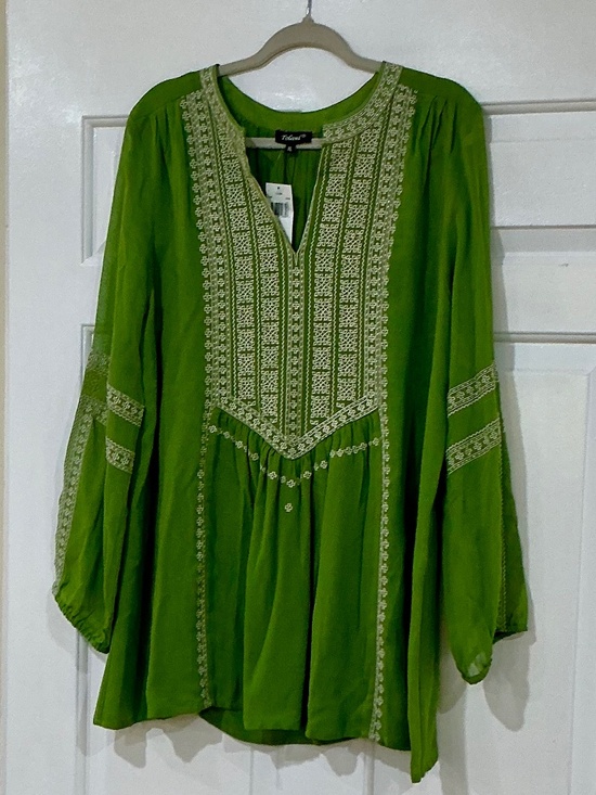 Tolani Tops - Tolani Collection Lauren Embroidered Blouse, Lime Green, XL, with tags